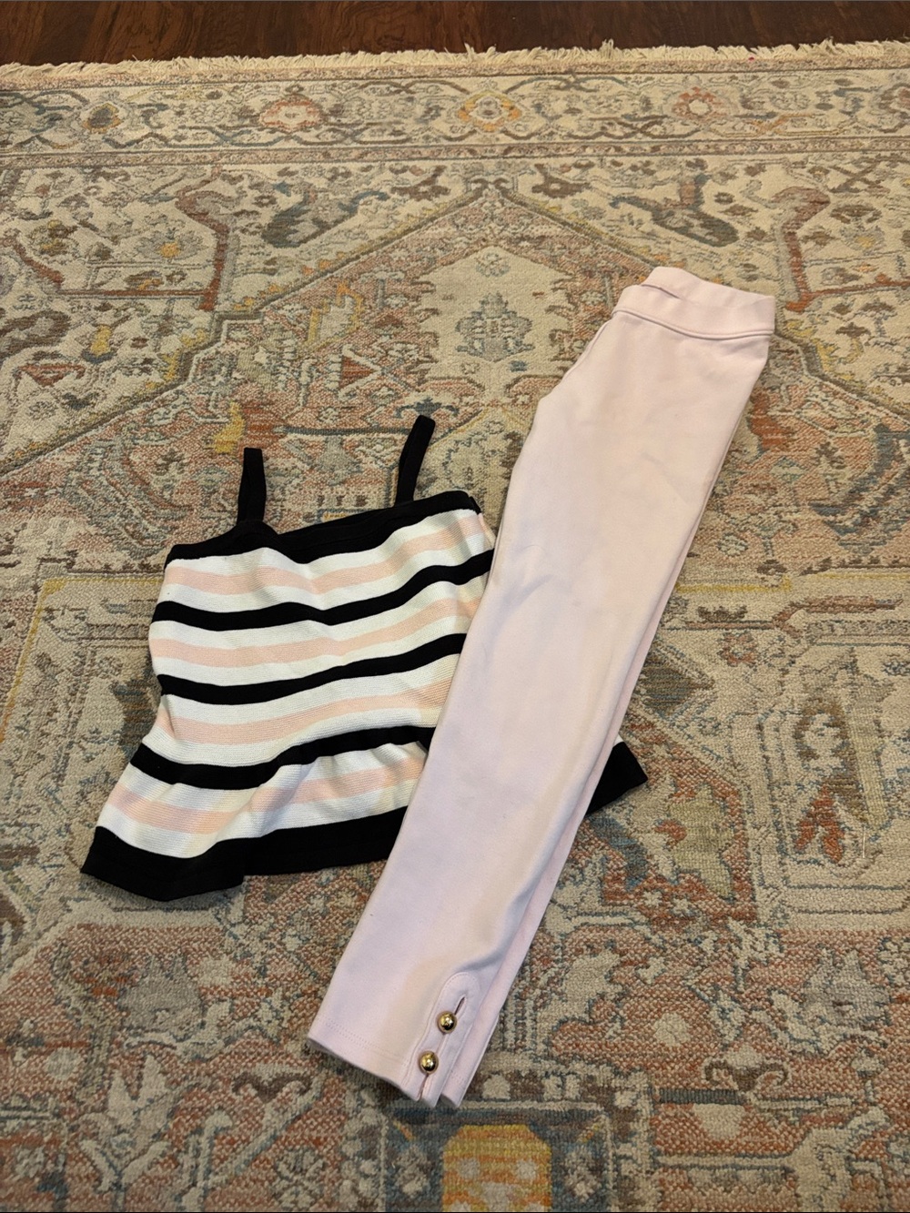 Janie and Jack Black & Light Pink Striped Tank with Light Pink Leggings